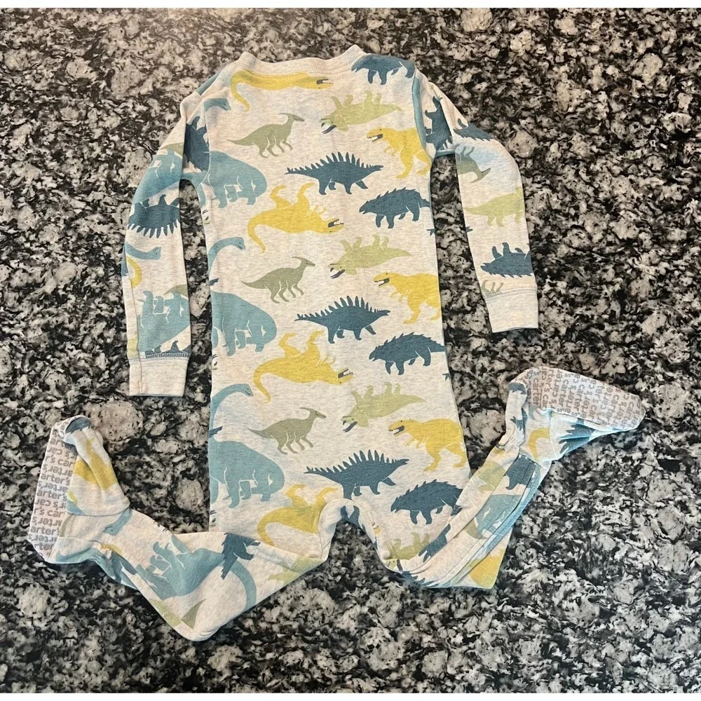 Carters Child of Mine Toddler Boys 2T Dinosaur Pajamas Blue Green Yellow (0854)